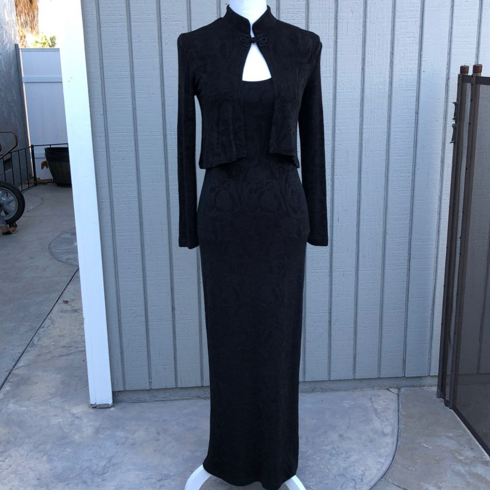black formal dress with jacket